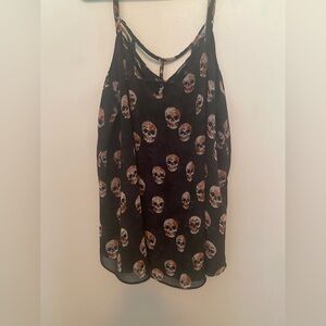 Torrid Black Skull & Floral Pattern Tank Top